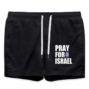 Pray for israel - Swim Trunks - black - Front - AI Model Male 185 light (185cm)