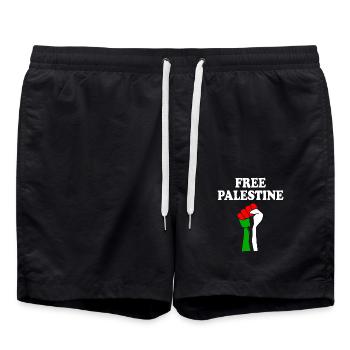 Free palestine - Short de bain - noir - Devant - AI Model Male 185 light (185cm)
