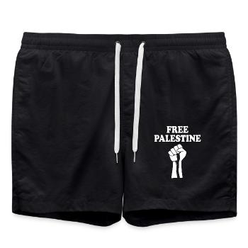 Free palestine - Short de bain - noir - Devant - AI Model Male 185 light (185cm)