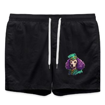 Caniche élégant de Mardi Gras - Short de bain - noir - Devant - AI Model Male 185 light (185cm)