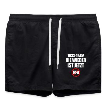 Nie wieder ist jetzt 1933 - 1945 - Badeshorts - Schwarz - Vorne - AI Model Male 185 light (185cm)