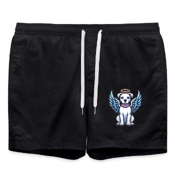 Cute Pitbull Angel Cartoon Dog with Wings - Swim Trunks - black - Front - AI Model Male 185 light (185cm)