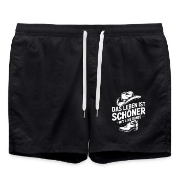 Das Leben ist schöner mit Line Dance - Badeshorts - Schwarz - Vorne - AI Model Male 185 light (185cm)