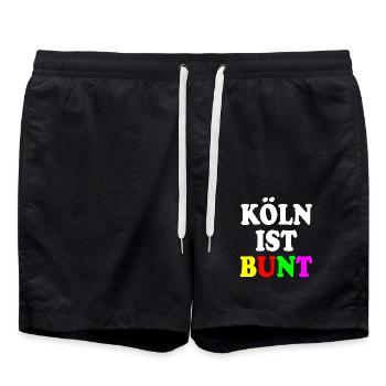 Köln ist bunt - Badeshorts - Schwarz - Vorne - AI Model Male 185 light (185cm)