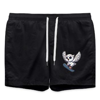 Eule snowboard snowboarder schneeeule Wintersport - Badeshorts - Schwarz - Vorne - AI Model Male 185 light (185cm)
