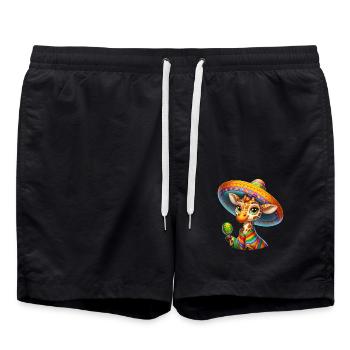 Cinco de Mayo Cute Giraffe with Green Eyes - Swim Trunks - black - Front - AI Model Male 185 light (185cm)