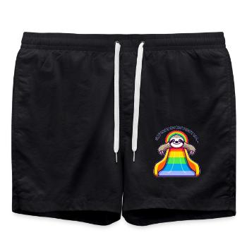 Toboggan arc-en-ciel paresseux de la fierté LGBTQ - Short de bain - noir - Devant - AI Model Male 185 light (185cm)