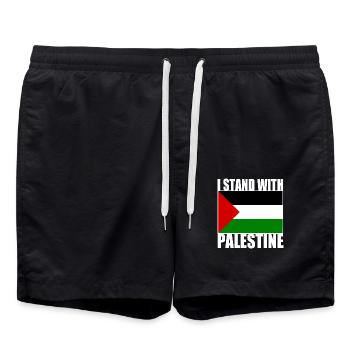 I stand with palestine - Short de bain - noir - Devant - AI Model Male 185 light (185cm)