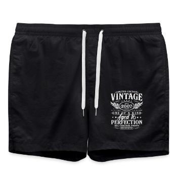 Millésime 2007 Vintage Born Cadeau d’anniversaire - Short de bain - noir - Devant - AI Model Male 185 light (185cm)