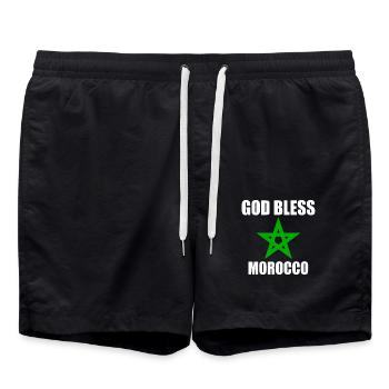God bless morocco maroc - Short de bain - noir - Devant - AI Model Male 185 light (185cm)