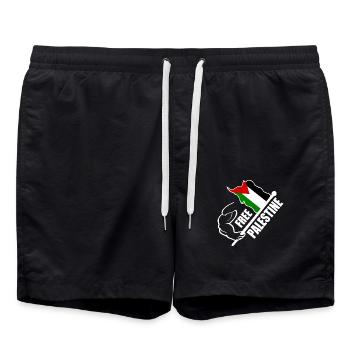 Free palestine - Swim Trunks - black - Front - AI Model Male 185 light (185cm)