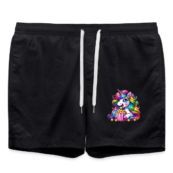 Licorne Popcorn Carnaval, Costume Arc-en-ciel - Short de bain - noir - Devant - AI Model Male 185 light (185cm)