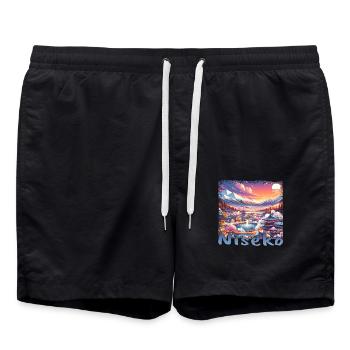 Niseko Japon Vacances de ski Vacances d’hiver Snow Grunge - Short de bain - noir - Devant - AI Model Male 185 light (185cm)