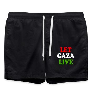 Let gaza live - Short de bain - noir - Devant - AI Model Male 185 light (185cm)