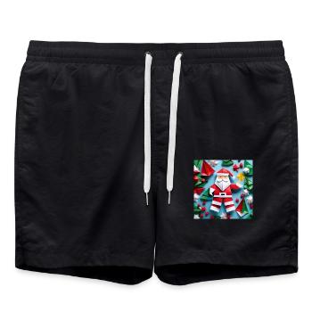 Origami Père Noël - Short de bain - noir - Devant - AI Model Male 185 light (185cm)