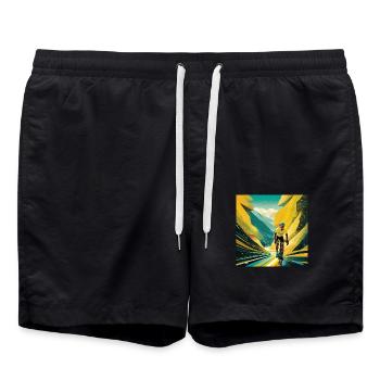 Autobahn zum Yellow Glory - Badeshorts - Schwarz - Vorne - AI Model Male 185 light (185cm)