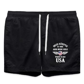 Heimat in den USA – Wo meine Seele zuhause ist - Badeshorts - Schwarz - Vorne - AI Model Male 185 light (185cm)
