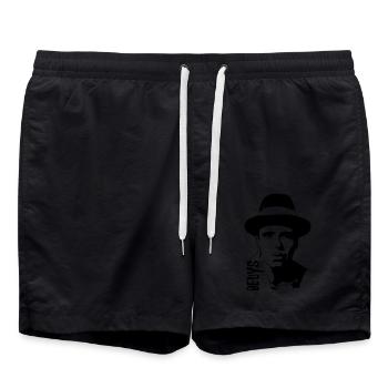 Joseph Beuys, Design von Mondwinkel - Badeshorts - Schwarz - Vorne - AI Model Male 185 light (185cm)