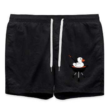 grillen bbq kochen essen hunger kueche lecker chef - Badeshorts - Schwarz - Vorne - AI Model Male 185 light (185cm)