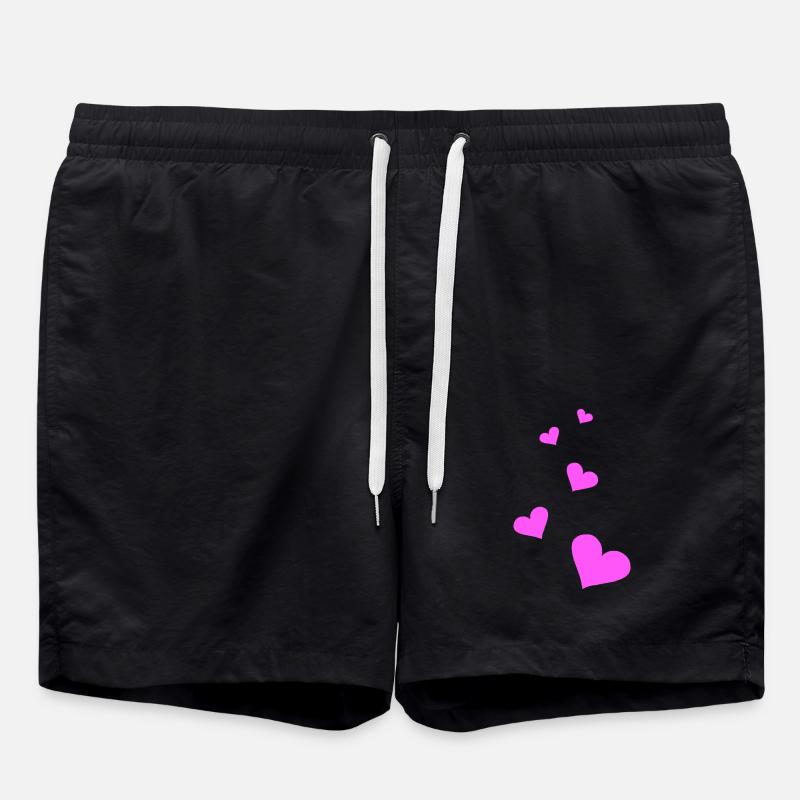 Herzen pink - Badeshorts - Schwarz