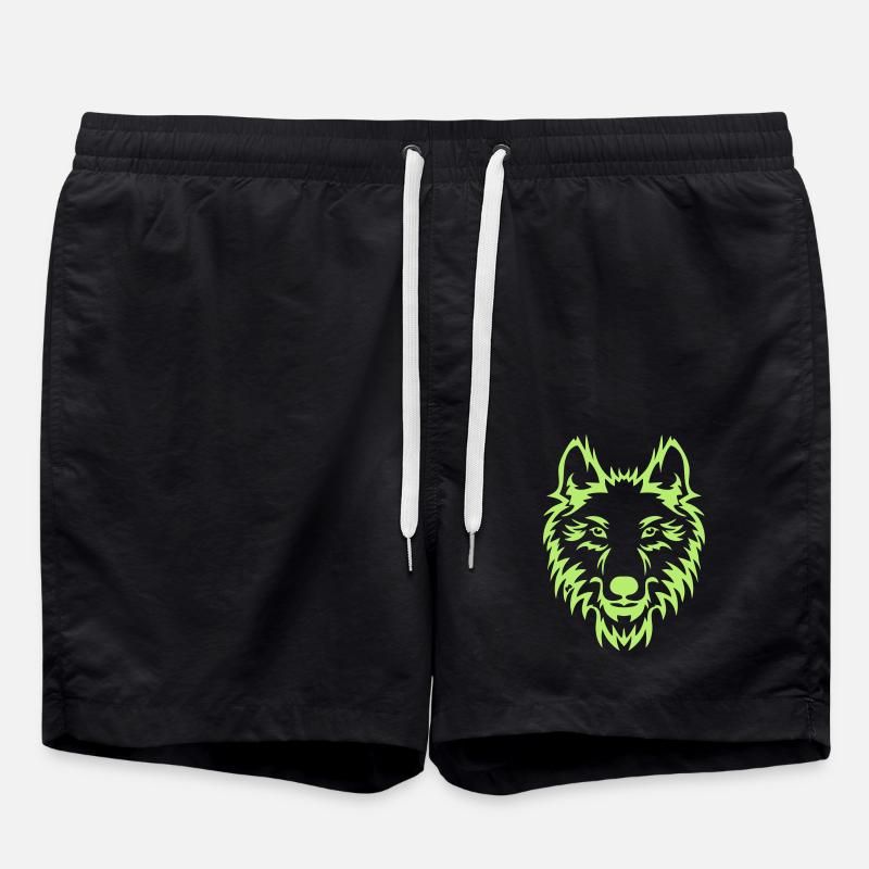 Wolf head - Swim Trunks - black