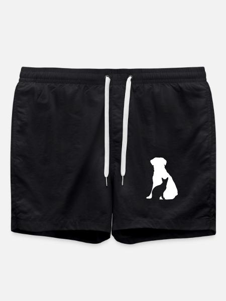 dog and cat - Swim Trunks - black