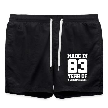 Vintage 1983 anniversaire rétro vintage cadeau - Short de bain - noir - Devant - AI Model Male 185 light (185cm)