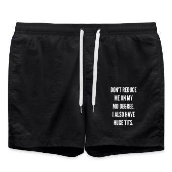 Doctor with big breasts Beautiful doctor - Swim Trunks - black - Front - AI Model Male 185 light (185cm)