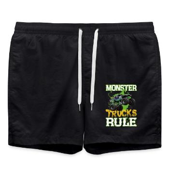 Monster trucks rule - Swim Trunks - black - Front - AI Model Male 185 light (185cm)
