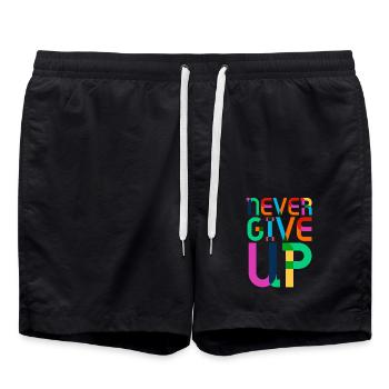 never give up - Badeshorts - Schwarz - Vorne - AI Model Male 185 light (185cm)