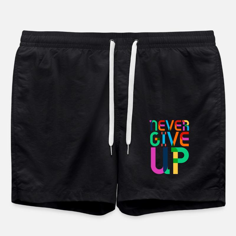 never give up - Swim Trunks - black
