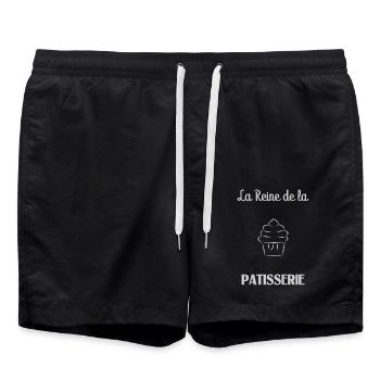 GOURMANDE. PATISSERIE. HUMOUR. CUPCAKE. GATEAU - Short de bain - noir - Devant - AI Model Male 185 light (185cm)