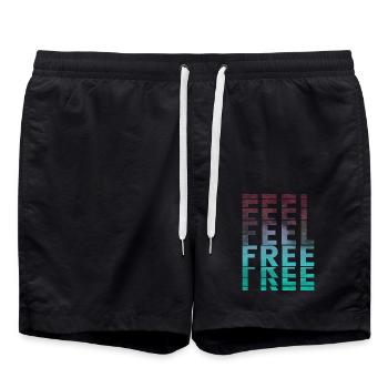 Feel Free Feel Free Life Saying - Swim Trunks - black - Front - AI Model Male 185 light (185cm)