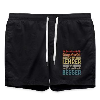 Ich bin kein Klugscheißer - lustiger Spruch Lehrer - Badeshorts - Schwarz - Vorne - AI Model Male 185 light (185cm)