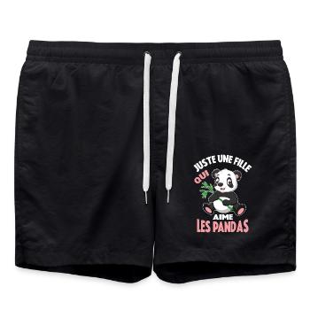Juste Une Fille Qui Aime Les Pandas Cadeau - Short de bain - noir - Devant - AI Model Male 185 light (185cm)