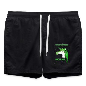 Einhorn grünes Einhorn - Badeshorts - Schwarz - Vorne - AI Model Male 185 light (185cm)