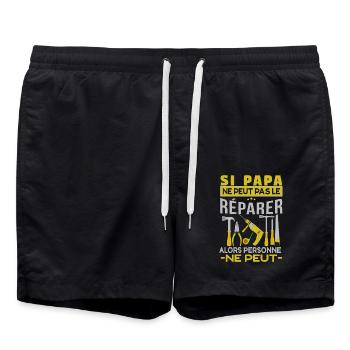 Si papa ne peut pas réparer alors personne ne peut - Short de bain - noir - Devant - AI Model Male 185 light (185cm)