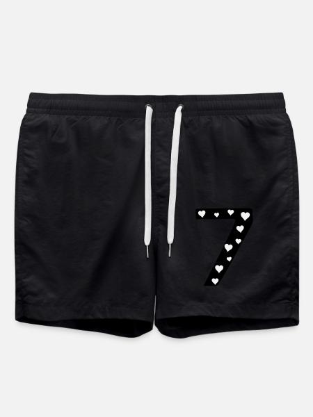 7 anniversaire rose avec cœur - Short de bain - noir