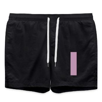 Purple stroke through the middle t-shirt - Swim Trunks - black - Front - AI Model Male 185 light (185cm)