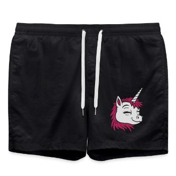 Visage comique licorne heureuse - Short de bain - noir - Devant - AI Model Male 185 light (185cm)