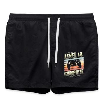 14. Geburtstag Level 14 Complete Limited Edition - Badeshorts - Schwarz - Vorne - AI Model Male 185 light (185cm)