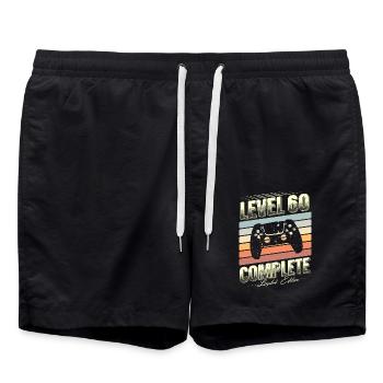 60. Geburtstag Level 60 Complete Limited Edition - Badeshorts - Schwarz - Vorne - AI Model Male 185 light (185cm)