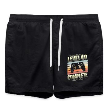 40th Birthday Level 40 Complete Limited Edition - Swim Trunks - black - Front - AI Model Male 185 light (185cm)