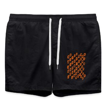 Cercles orange - Short de bain - noir - Devant - AI Model Male 185 light (185cm)