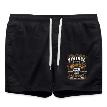 Geburtstagsgeschenk, Jahrgang geboren im Januar 1981 - Badeshorts - Schwarz - Vorne - AI Model Male 185 light (185cm)