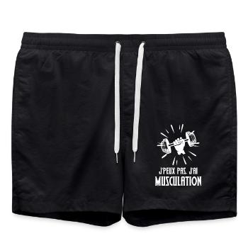 Musculation - Short de bain - noir - Devant - AI Model Male 185 light (185cm)