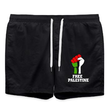 Free palestine - Short de bain - noir - Devant - AI Model Male 185 light (185cm)