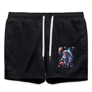 Weltraum Katzen Abenteuer Erkundung - Badeshorts - Schwarz - Vorne - AI Model Male 185 light (185cm)