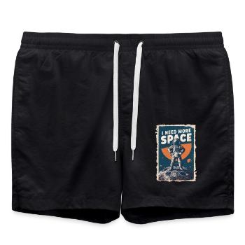 I Need More Space Astronaut Motif - Swim Trunks - black - Front - AI Model Male 185 light (185cm)