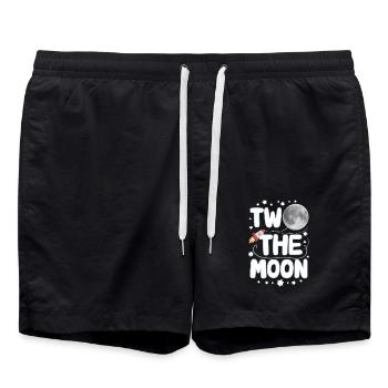 Partir dans l’espace pour le 2e anniversaire – deux sur la lune - Short de bain - noir - Devant - AI Model Male 185 light (185cm)